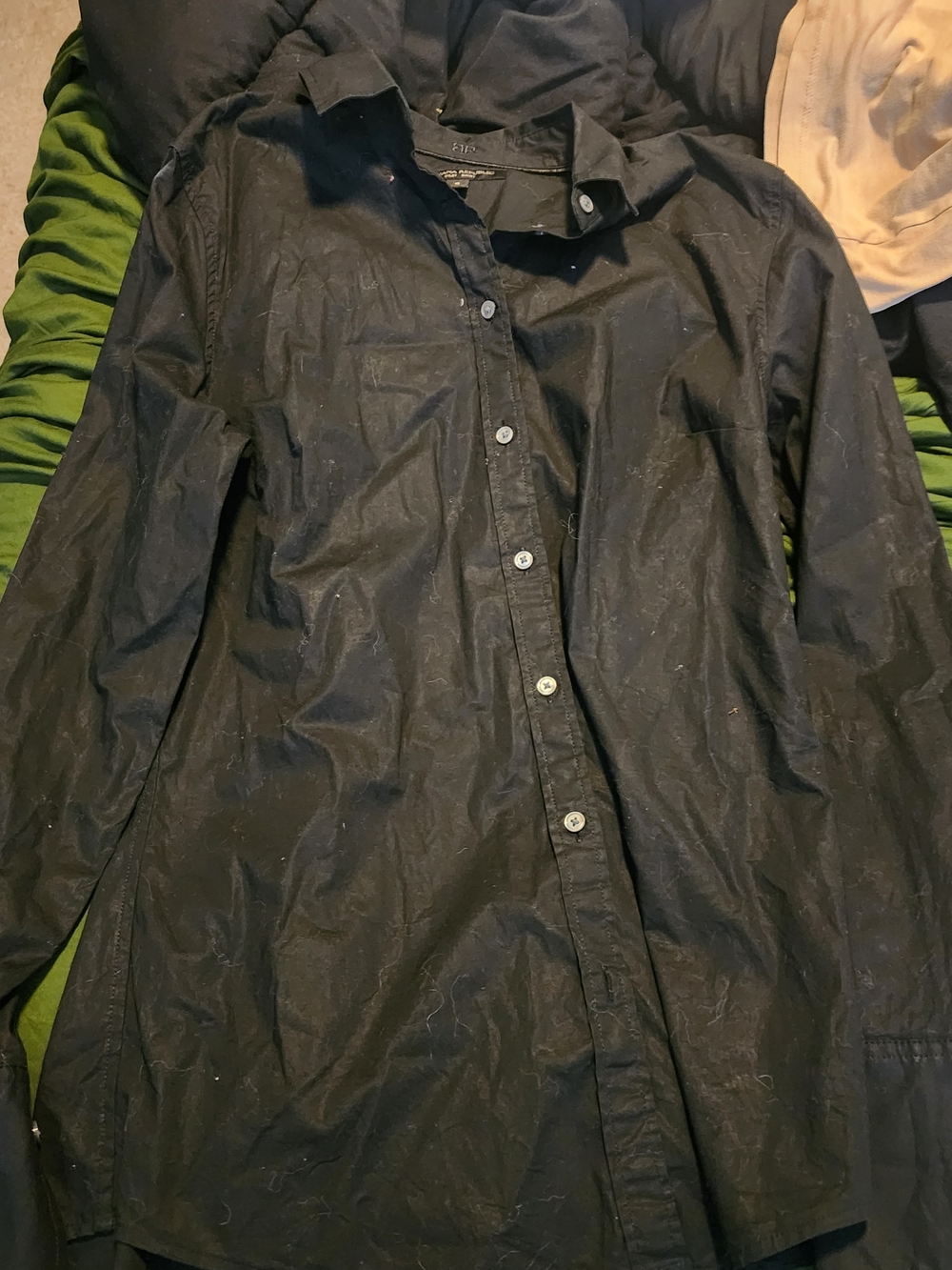 Banana Republic Women's Black Collared Cotton Button-Up Long Sleeve Shirt